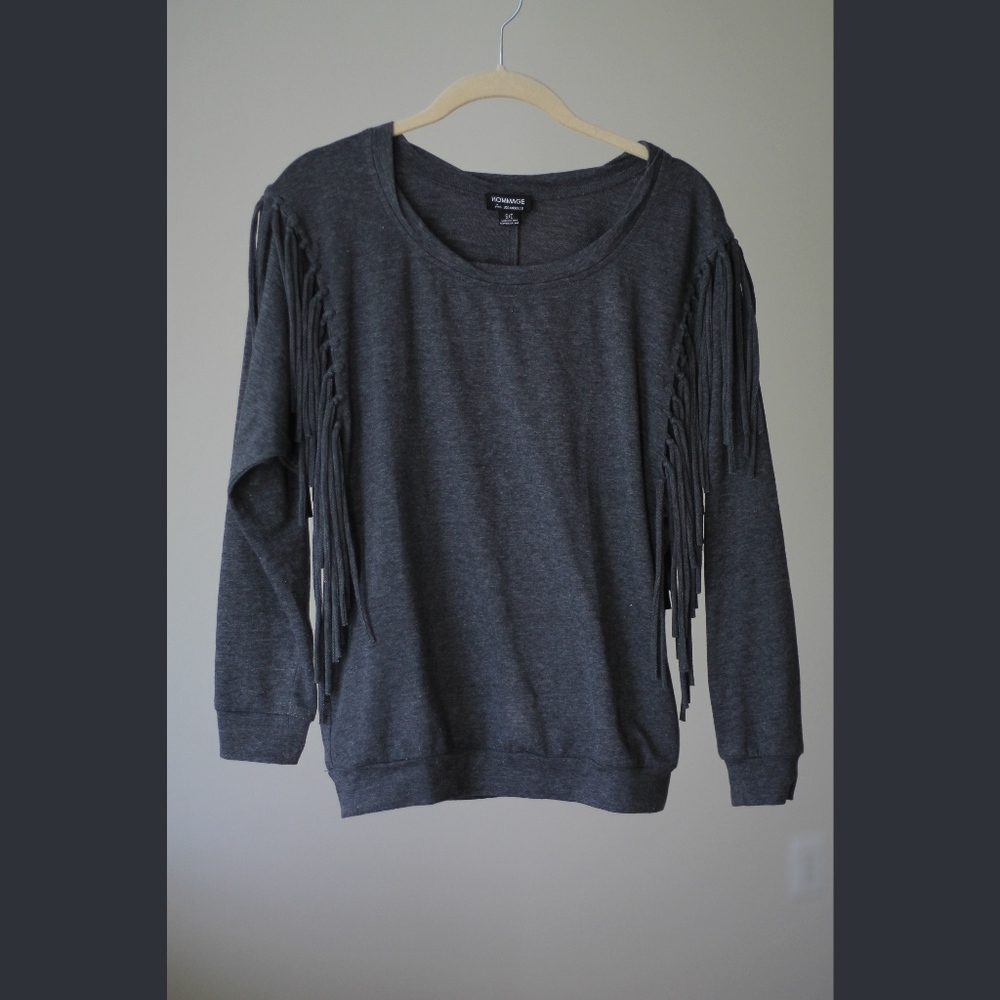 Hommage Grey Fringe Sweater